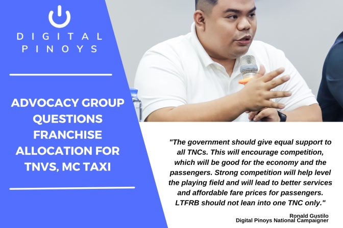 Advocacy group questions franchise allocation for TNVS, MC taxi