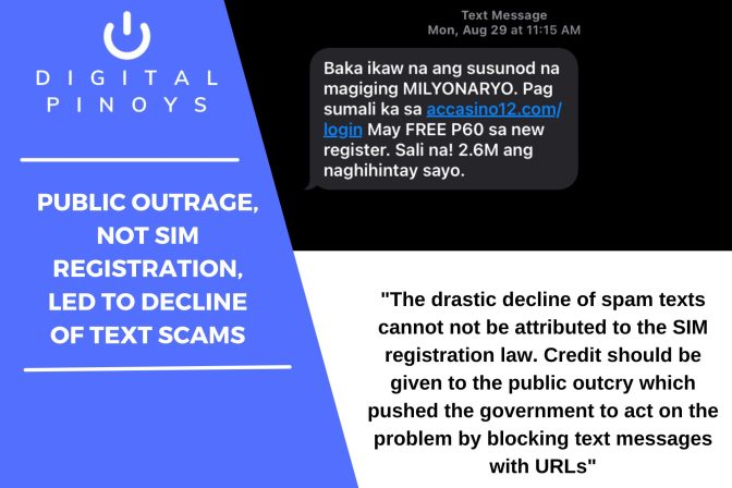 Public outrage, not SIM registration, led to decline of text scams