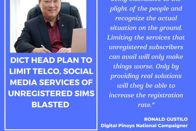 Group blasts DICT head’s plan to limit services of unregistered SIMs 