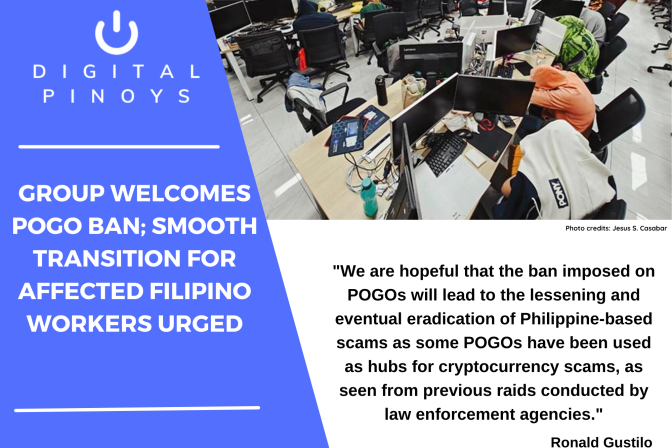 Group welcomes POGO ban, smooth transition for affected Filipino workers urged